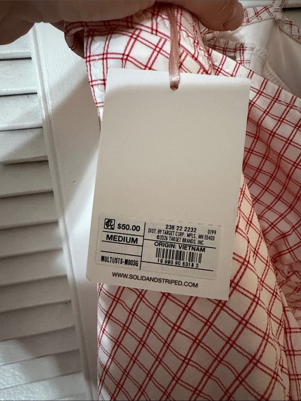 SOLID & STRIPED Pink and White Gingham One-Piece Swimsuit - Picture 2 of 4